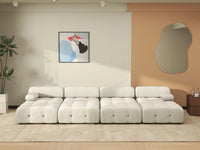 Éther Beige 4-Seater Pit Sectionals | 8-Piece (includes 4 ottomans), Velvet Fabric, Fixed Upholstery