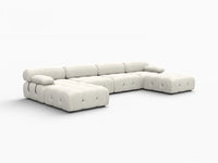 Éther Beige 4-Seater U-Shaped Sectionals | 6-Piece (includes 2 ottomans), Velvet Fabric, Fixed Upholstery