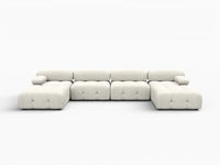 Éther Beige 4-Seater U-Shaped Sectionals | 6-Piece (includes 2 ottomans), Velvet Fabric, Fixed Upholstery