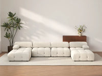 Éther Beige 4-Seater U-Shaped Sectionals | 6-Piece (includes 2 ottomans), Velvet Fabric, Fixed Upholstery