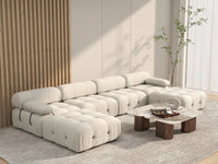 Éther Beige 4-Seater U-Shaped Sectionals | 6-Piece (includes 2 ottomans), Velvet Fabric, Fixed Upholstery