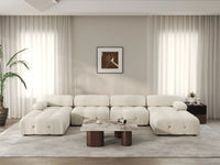 Éther Beige 4-Seater U-Shaped Sectionals | 6-Piece (includes 2 ottomans), Velvet Fabric, Fixed Upholstery