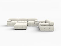 Éther Beige 5-Seater Sofa Sets | 6-Piece (includes 1 ottoman), Velvet Fabric, Fixed Upholstery