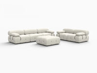 Éther Beige 5-Seater Sofa Sets | 6-Piece (includes 1 ottoman), Velvet Fabric, Fixed Upholstery