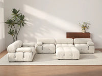 Éther Beige 5-Seater Sofa Sets | 6-Piece (includes 1 ottoman), Velvet Fabric, Fixed Upholstery