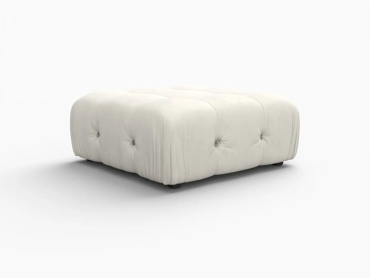 Éther Beige Ottomans | 1-Piece (includes 1 ottoman), Velvet Fabric, Fixed Upholstery