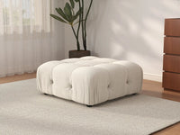 Éther Beige Ottomans | 1-Piece (includes 1 ottoman), Velvet Fabric, Fixed Upholstery