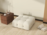 Éther Beige Ottomans | 1-Piece (includes 1 ottoman), Velvet Fabric, Fixed Upholstery