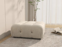 Éther Beige Ottomans | 1-Piece (includes 1 ottoman), Velvet Fabric, Fixed Upholstery