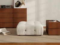 Éther Beige Ottomans | 1-Piece (includes 1 ottoman), Velvet Fabric, Fixed Upholstery