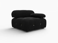 Éther Black 1-Seater Single Sofa | 1-Piece, Velvet Fabric, Fixed Upholstery