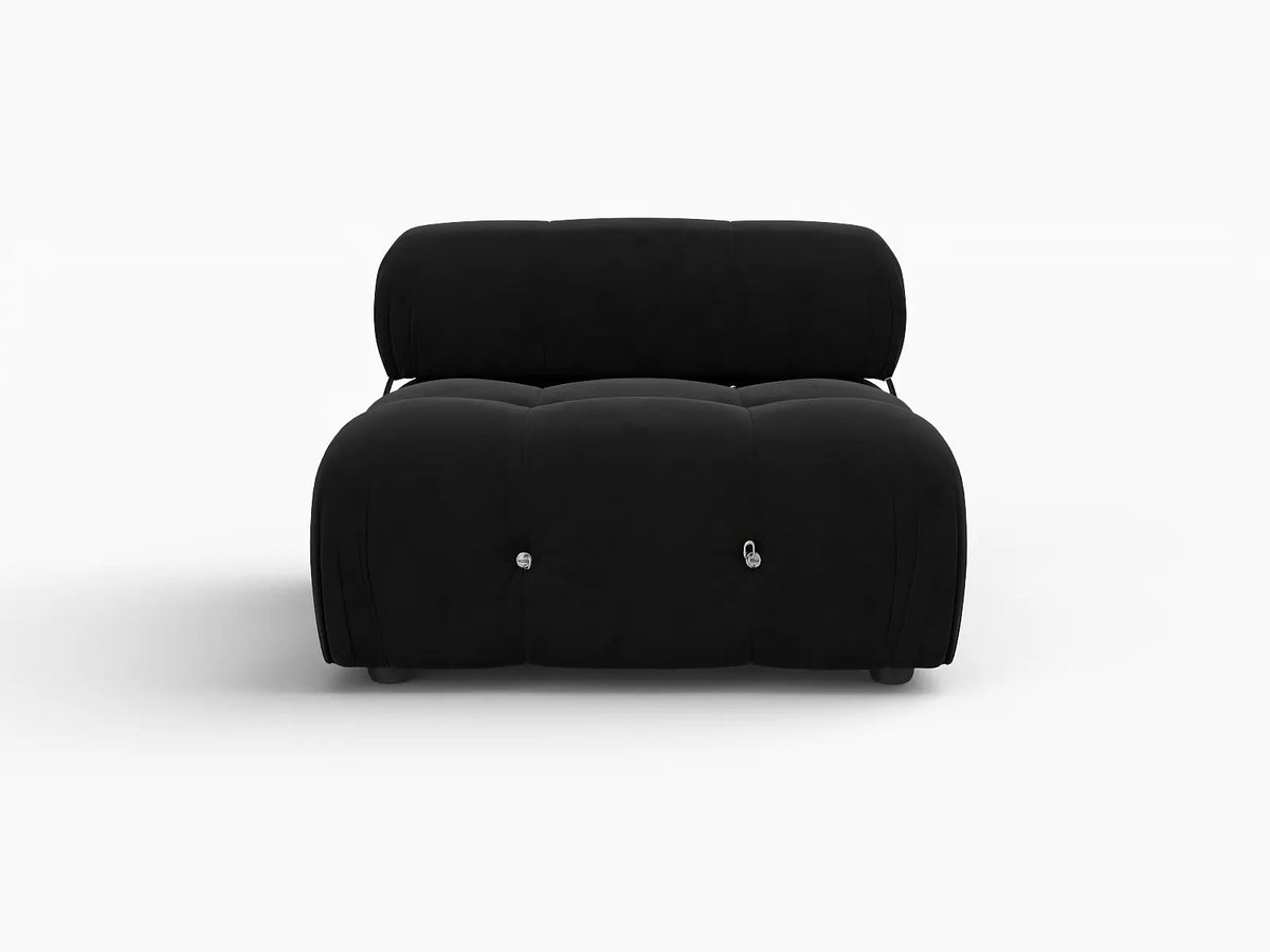Éther Black 1-Seater Single Sofa | 1-Piece, Velvet Fabric, Fixed Upholstery