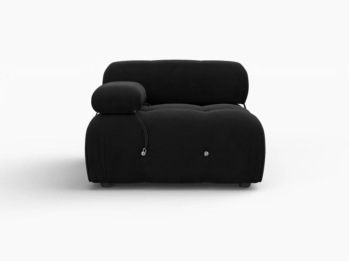 Éther Black 1-Seater Single Sofa | 1-Piece, Velvet Fabric, Fixed Upholstery