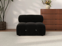 Éther Black 1-Seater Single Sofa | 1-Piece, Velvet Fabric, Fixed Upholstery