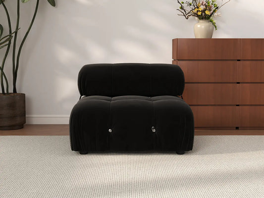 Sofá modular individual Matrix de 1 plaza en color negro | 1 pieza, tela de terciopelo, diseño compacto