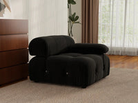 Éther Black 1-Seater Single Sofa | 1-Piece, Velvet Fabric, Fixed Upholstery