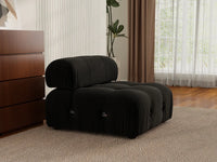 Éther Black 1-Seater Single Sofa | 1-Piece, Velvet Fabric, Fixed Upholstery