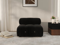 Éther Black 1-Seater Single Sofa | 1-Piece, Velvet Fabric, Fixed Upholstery