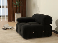 Éther Black 1-Seater Single Sofa | 1-Piece, Velvet Fabric, Fixed Upholstery