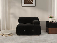 Éther Black 1-Seater Single Sofa | 1-Piece, Velvet Fabric, Fixed Upholstery