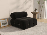 Éther Black 1-Seater Single Sofa | 1-Piece, Velvet Fabric, Fixed Upholstery