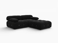 Éther Black 2-Seater Chaise Sectionals | 3-Piece (includes 1 ottoman), Velvet Fabric, Fixed Upholstery