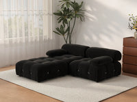 Éther Black 2-Seater Chaise Sectionals | 3-Piece (includes 1 ottoman), Velvet Fabric, Fixed Upholstery