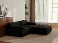 Éther Black 2-Seater Chaise Sectionals | 3-Piece (includes 1 ottoman), Velvet Fabric, Fixed Upholstery