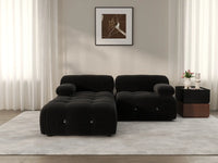 Éther Black 2-Seater Chaise Sectionals | 3-Piece (includes 1 ottoman), Velvet Fabric, Fixed Upholstery