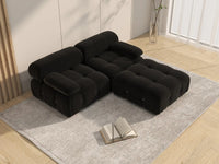 Éther Black 2-Seater Chaise Sectionals | 3-Piece (includes 1 ottoman), Velvet Fabric, Fixed Upholstery