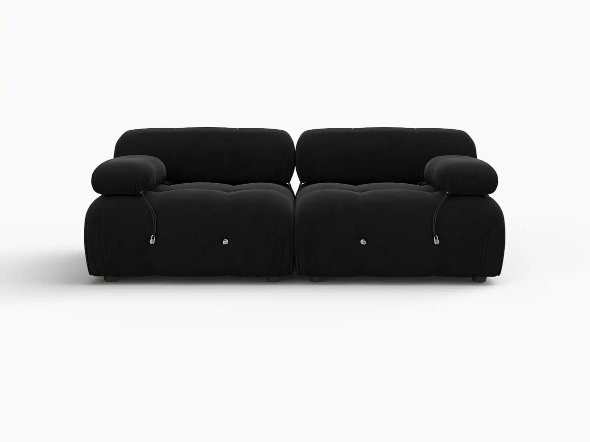 Éther Black 2-Seater Loveseats | 2-Piece, Velvet Fabric, Fixed Upholstery