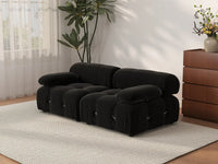 Éther Black 2-Seater Loveseats | 2-Piece, Velvet Fabric, Fixed Upholstery