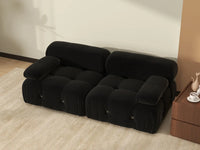 Éther Black 2-Seater Loveseats | 2-Piece, Velvet Fabric, Fixed Upholstery