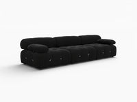 Éther Black 3-Seater Couch Sectionals | 3-Piece, Velvet Fabric, Fixed Upholstery