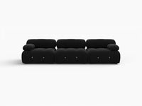 Éther Black 3-Seater Couch Sectionals | 3-Piece, Velvet Fabric, Fixed Upholstery