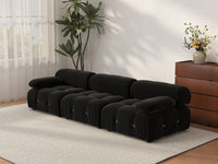 Éther Black 3-Seater Couch Sectionals | 3-Piece, Velvet Fabric, Fixed Upholstery