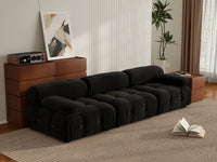 Éther Black 3-Seater Couch Sectionals | 3-Piece, Velvet Fabric, Fixed Upholstery