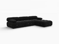 Éther Black 3-Seater L-Shaped Sectionals | 4-Piece (includes 1 ottoman), Velvet Fabric, Fixed Upholstery