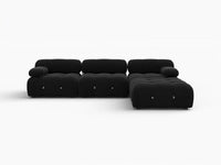 Éther Black 3-Seater L-Shaped Sectionals | 4-Piece (includes 1 ottoman), Velvet Fabric, Fixed Upholstery
