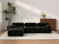 Éther Black 3-Seater L-Shaped Sectionals | 4-Piece (includes 1 ottoman), Velvet Fabric, Fixed Upholstery