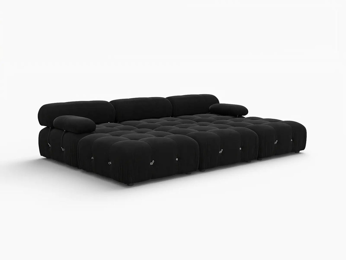 Éther Black 3-Seater Pit Sectionals | 6-Piece (includes 3 ottomans), Velvet Fabric, Fixed Upholstery
