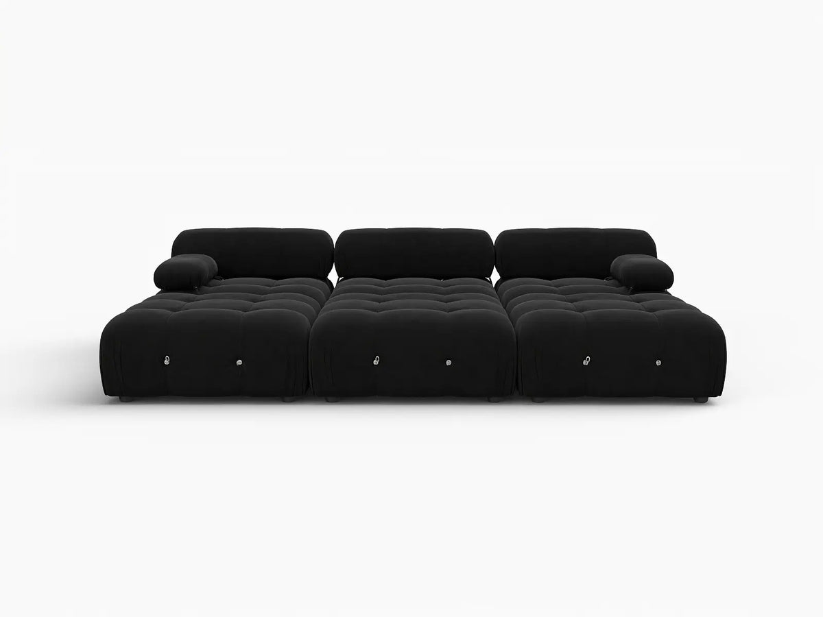 Éther Black 3-Seater Pit Sectionals | 6-Piece (includes 3 ottomans), Velvet Fabric, Fixed Upholstery