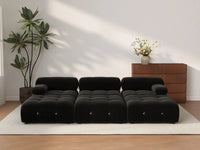 Éther Black 3-Seater Pit Sectionals | 6-Piece (includes 3 ottomans), Velvet Fabric, Fixed Upholstery