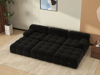Éther Black 3-Seater Pit Sectionals | 6-Piece (includes 3 ottomans), Velvet Fabric, Fixed Upholstery
