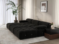 Éther Black 3-Seater Pit Sectionals | 6-Piece (includes 3 ottomans), Velvet Fabric, Fixed Upholstery