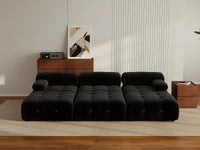 Éther Black 3-Seater Pit Sectionals | 6-Piece (includes 3 ottomans), Velvet Fabric, Fixed Upholstery