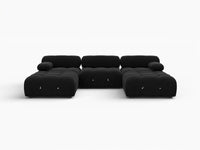 Éther Black 3-Seater U-Shaped Sectionals | 5-Piece (includes 2 ottomans), Velvet Fabric, Fixed Upholstery