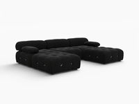 Éther Black 3-Seater U-Shaped Sectionals | 5-Piece (includes 2 ottomans), Velvet Fabric, Fixed Upholstery