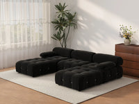 Éther Black 3-Seater U-Shaped Sectionals | 5-Piece (includes 2 ottomans), Velvet Fabric, Fixed Upholstery