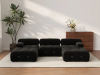 Éther Black 3-Seater U-Shaped Sectionals | 5-Piece (includes 2 ottomans), Velvet Fabric, Fixed Upholstery